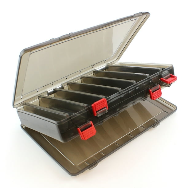 Details about / Double Sided Fishing Tackle Box 12 14 Compartments Lure Hook Storage Box